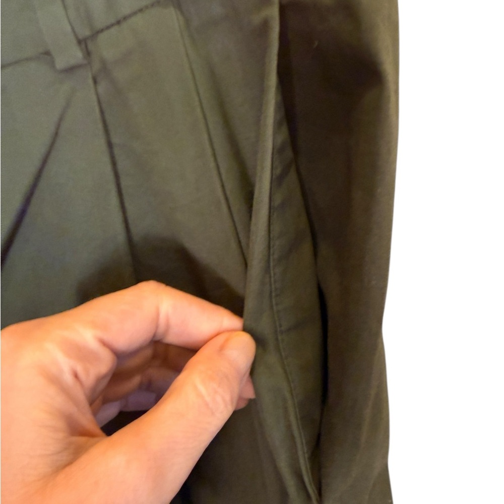COS Women’s 100% Cotton Olive Green Pleated Chinos Sz 10 - Picture 3 of 10
